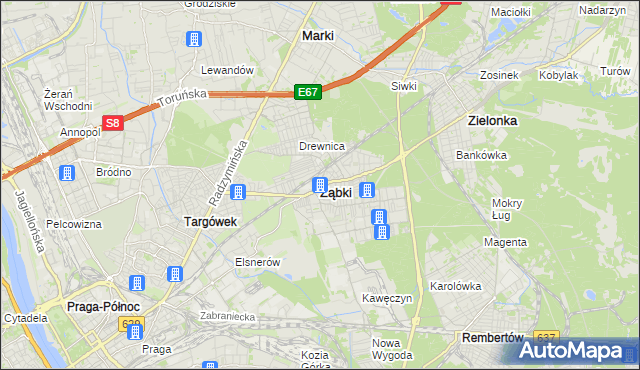 mapa Ząbki powiat wołomiński, Ząbki powiat wołomiński na mapie Targeo