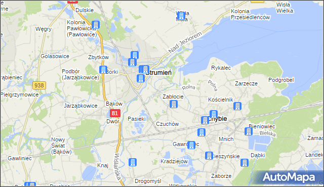 mapa Zabłocie gmina Strumień, Zabłocie gmina Strumień na mapie Targeo