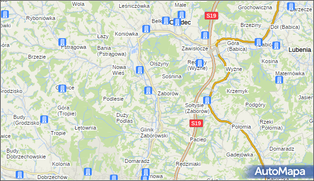 mapa Zaborów gmina Czudec, Zaborów gmina Czudec na mapie Targeo