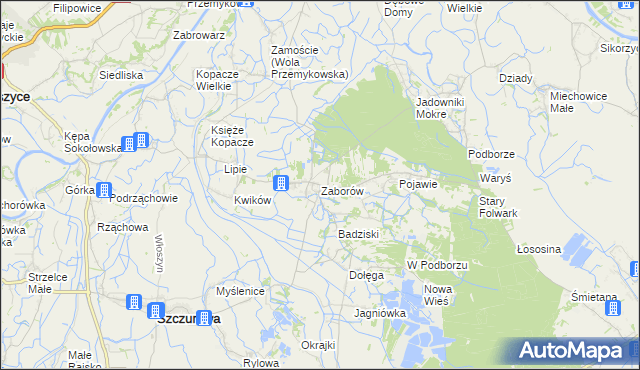 mapa Zaborów gmina Szczurowa, Zaborów gmina Szczurowa na mapie Targeo