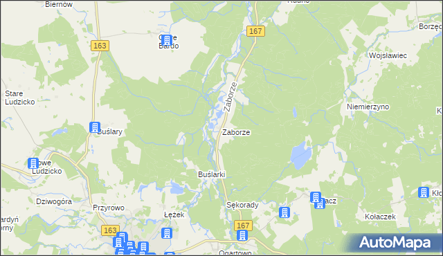 mapa Zaborze gmina Połczyn-Zdrój, Zaborze gmina Połczyn-Zdrój na mapie Targeo