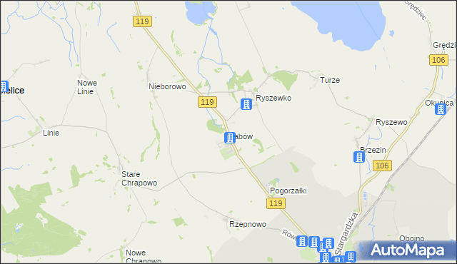mapa Żabów, Żabów na mapie Targeo