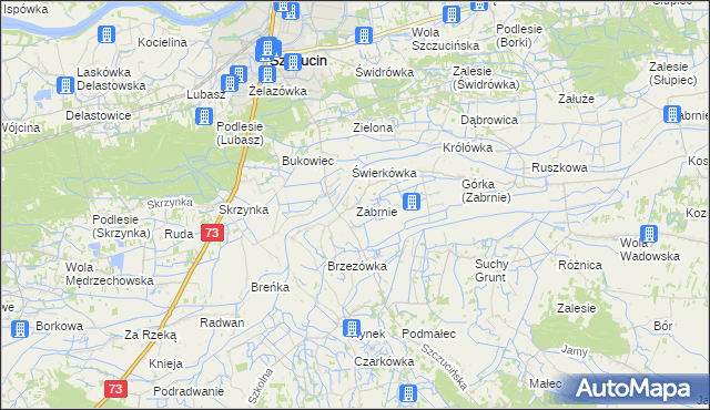 mapa Zabrnie gmina Szczucin, Zabrnie gmina Szczucin na mapie Targeo