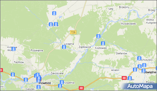 mapa Żądłowice, Żądłowice na mapie Targeo