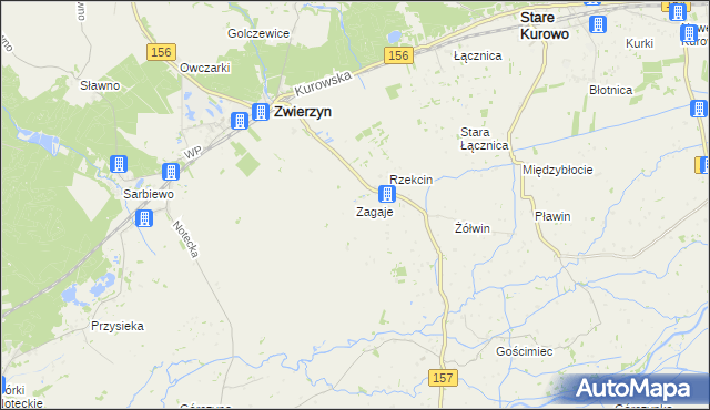 mapa Zagaje gmina Zwierzyn, Zagaje gmina Zwierzyn na mapie Targeo