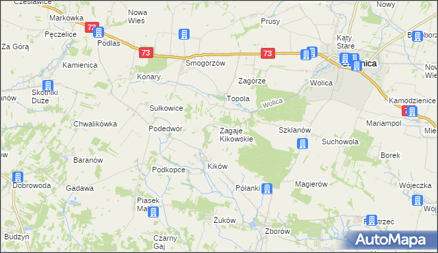mapa Zagaje Kikowskie, Zagaje Kikowskie na mapie Targeo