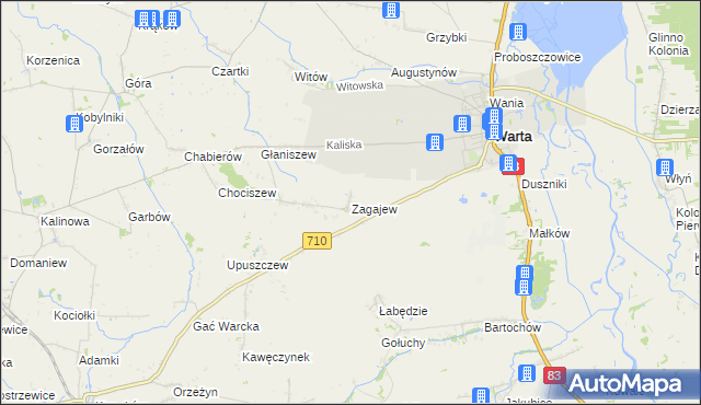mapa Zagajew, Zagajew na mapie Targeo