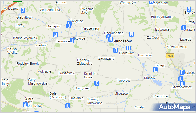 mapa Zagorzany, Zagorzany na mapie Targeo