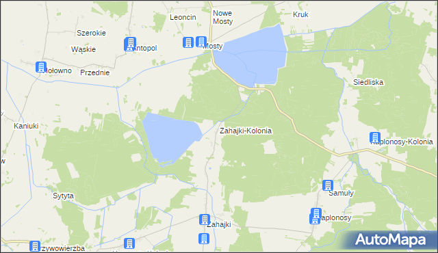 mapa Zahajki-Kolonia, Zahajki-Kolonia na mapie Targeo