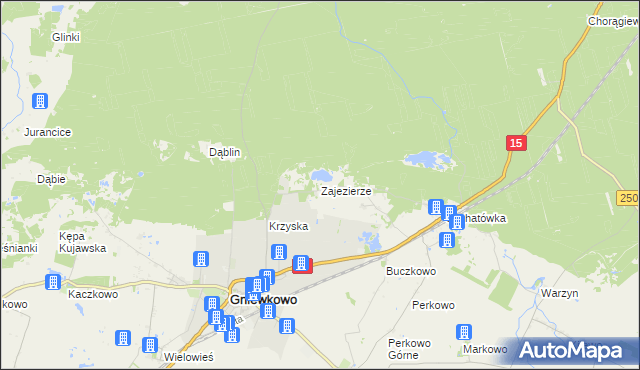 mapa Zajezierze gmina Gniewkowo, Zajezierze gmina Gniewkowo na mapie Targeo