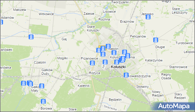 mapa Żakowice gmina Koluszki, Żakowice gmina Koluszki na mapie Targeo