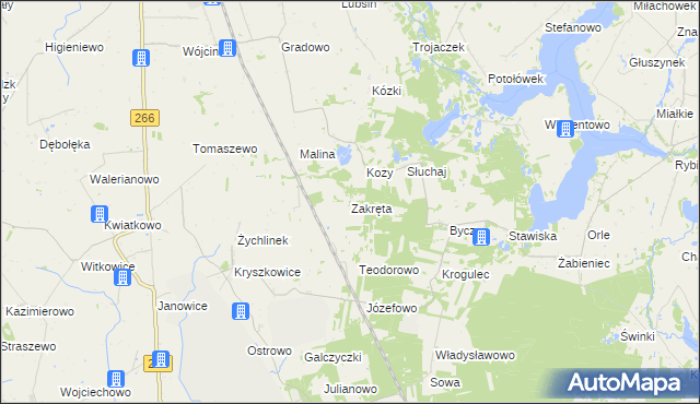 mapa Zakręta, Zakręta na mapie Targeo