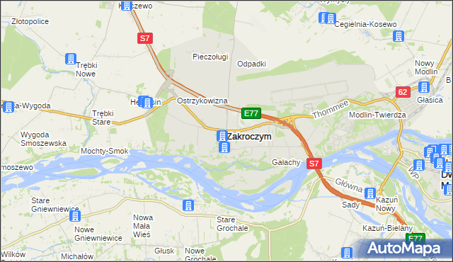 mapa Zakroczym, Zakroczym na mapie Targeo