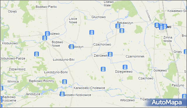 mapa Zakrzewko gmina Gozdowo, Zakrzewko gmina Gozdowo na mapie Targeo