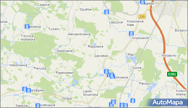 mapa Zakrzewo gmina Prusice, Zakrzewo gmina Prusice na mapie Targeo