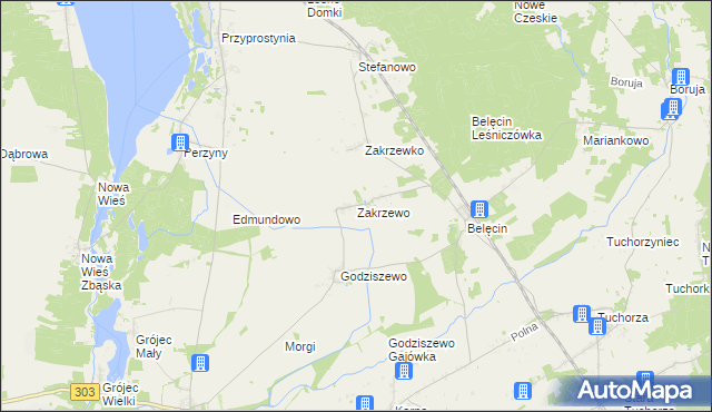 mapa Zakrzewo gmina Siedlec, Zakrzewo gmina Siedlec na mapie Targeo
