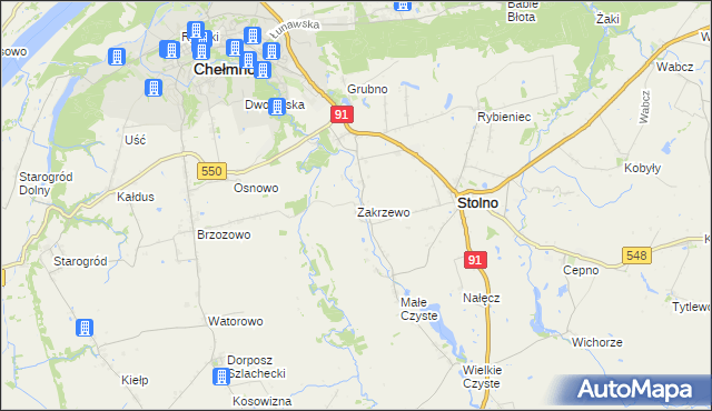 mapa Zakrzewo gmina Stolno, Zakrzewo gmina Stolno na mapie Targeo