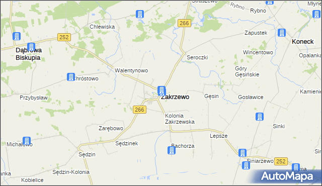 mapa Zakrzewo powiat aleksandrowski, Zakrzewo powiat aleksandrowski na mapie Targeo