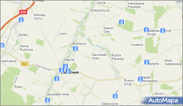 mapa Zakrzówek Nowy, Zakrzówek Nowy na mapie Targeo