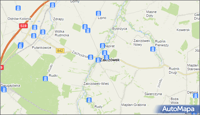 mapa Zakrzówek powiat kraśnicki, Zakrzówek powiat kraśnicki na mapie Targeo