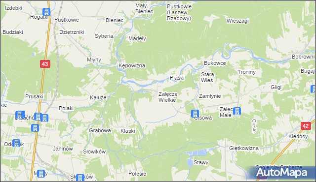 mapa Załęcze Wielkie, Załęcze Wielkie na mapie Targeo