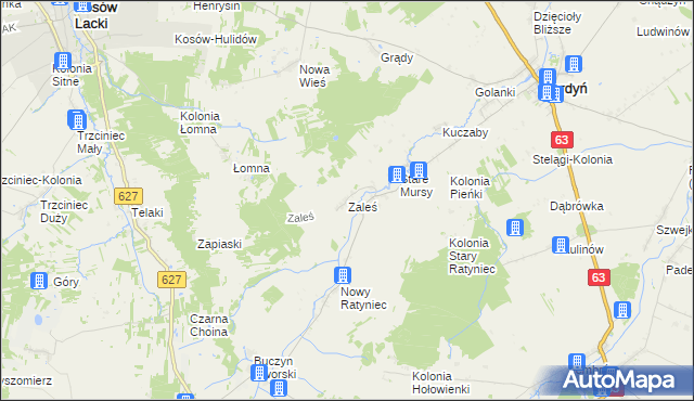 mapa Zaleś gmina Sterdyń, Zaleś gmina Sterdyń na mapie Targeo