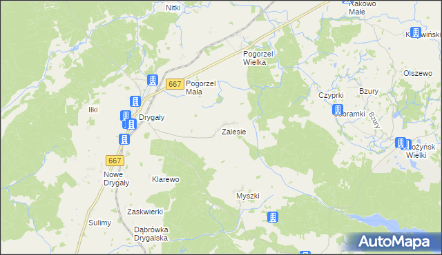mapa Zalesie gmina Biała Piska, Zalesie gmina Biała Piska na mapie Targeo