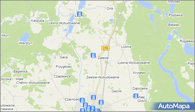 mapa Zalesie gmina Brusy, Zalesie gmina Brusy na mapie Targeo