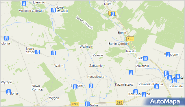 mapa Zalesie gmina Stara Kornica, Zalesie gmina Stara Kornica na mapie Targeo