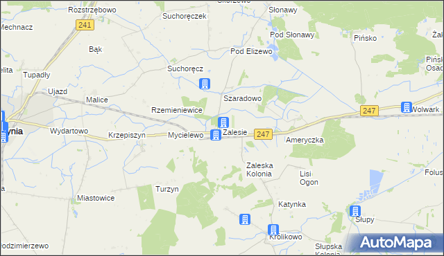 mapa Zalesie gmina Szubin, Zalesie gmina Szubin na mapie Targeo