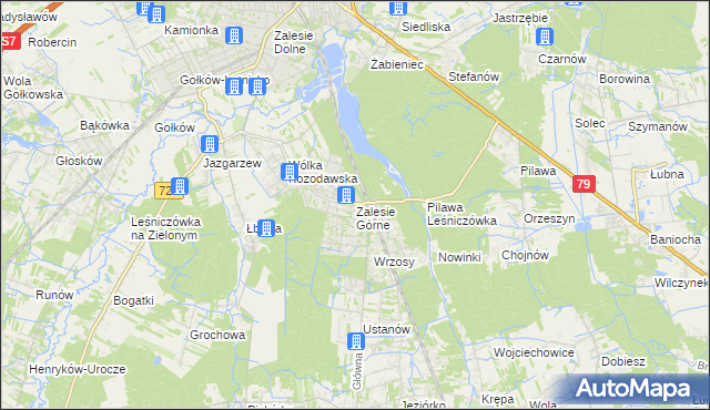 mapa Zalesie Górne, Zalesie Górne na mapie Targeo