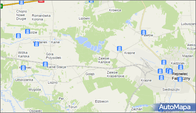 mapa Zalesie Kańskie, Zalesie Kańskie na mapie Targeo