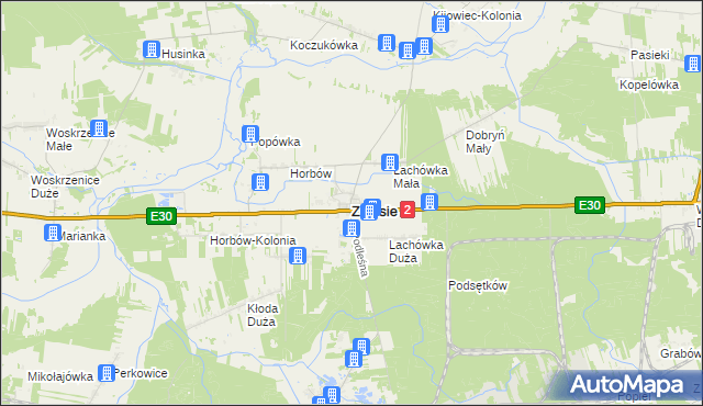 mapa Zalesie powiat bialski, Zalesie powiat bialski na mapie Targeo