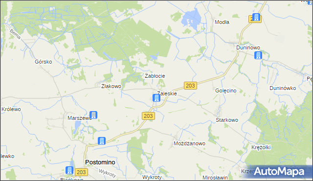 mapa Zaleskie gmina Ustka, Zaleskie gmina Ustka na mapie Targeo