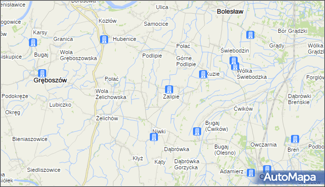 mapa Zalipie gmina Olesno, Zalipie gmina Olesno na mapie Targeo