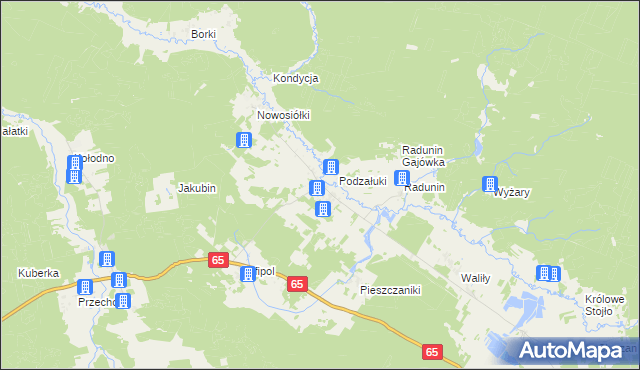 mapa Załuki gmina Gródek, Załuki gmina Gródek na mapie Targeo