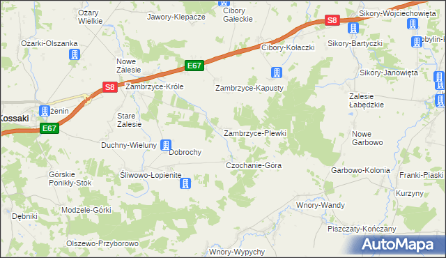 mapa Zambrzyce-Plewki, Zambrzyce-Plewki na mapie Targeo