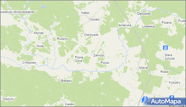 mapa Zamość gmina Karsin, Zamość gmina Karsin na mapie Targeo