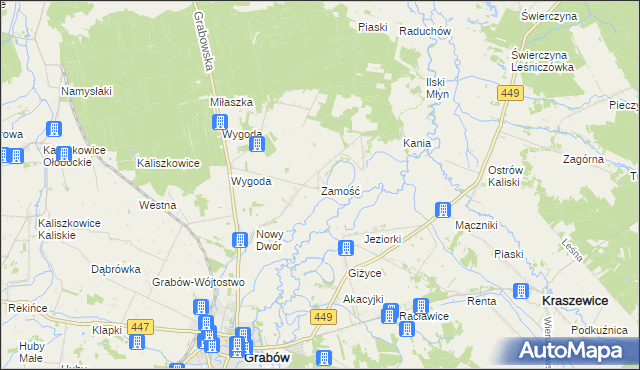 mapa Zamość gmina Sieroszewice, Zamość gmina Sieroszewice na mapie Targeo