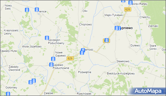 mapa Zamość gmina Sypniewo, Zamość gmina Sypniewo na mapie Targeo