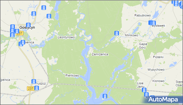 mapa Zamrza, Zamrza na mapie Targeo