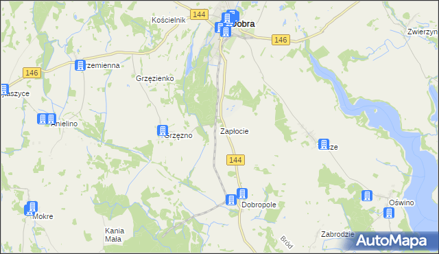 mapa Zapłocie gmina Dobra, Zapłocie gmina Dobra na mapie Targeo