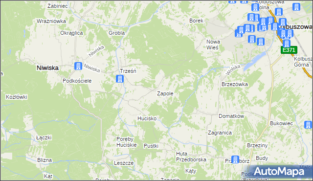 mapa Zapole gmina Niwiska, Zapole gmina Niwiska na mapie Targeo