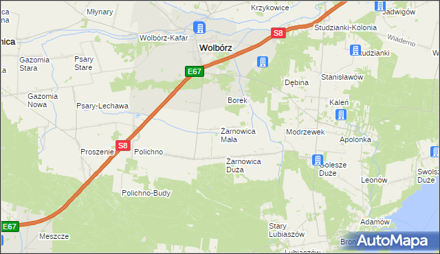 mapa Żarnowica Mała, Żarnowica Mała na mapie Targeo