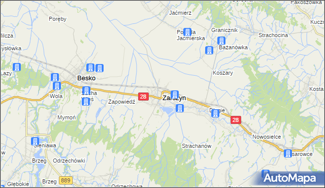 mapa Zarszyn, Zarszyn na mapie Targeo
