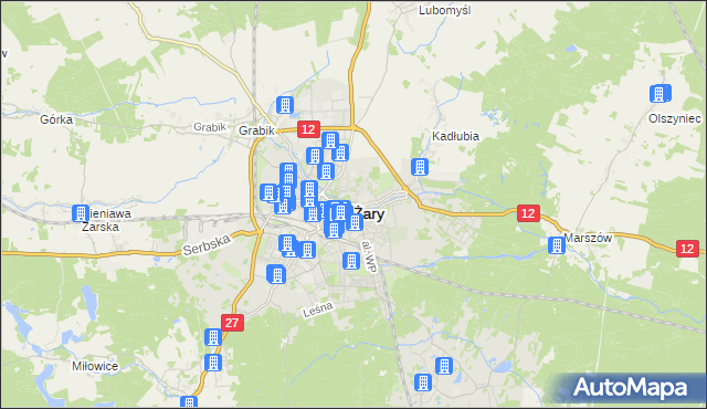 mapa Żary, Żary na mapie Targeo
