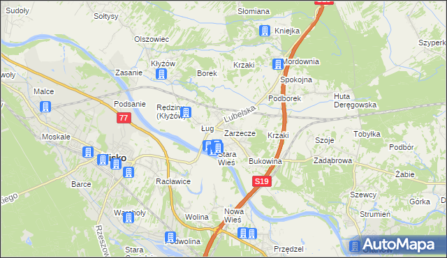 mapa Zarzecze gmina Nisko, Zarzecze gmina Nisko na mapie Targeo