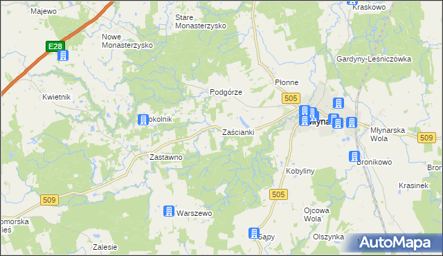 mapa Zaścianki gmina Młynary, Zaścianki gmina Młynary na mapie Targeo