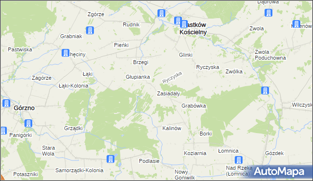 mapa Zasiadały, Zasiadały na mapie Targeo