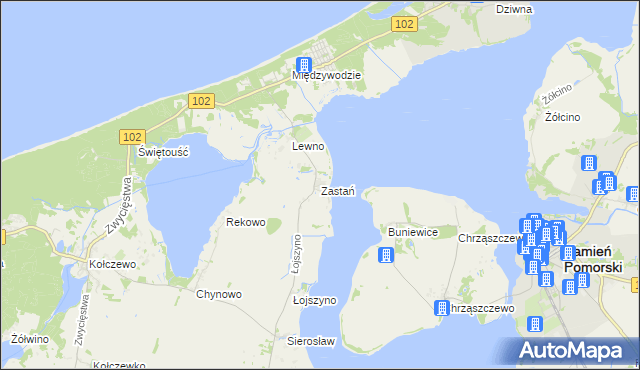 mapa Zastań, Zastań na mapie Targeo